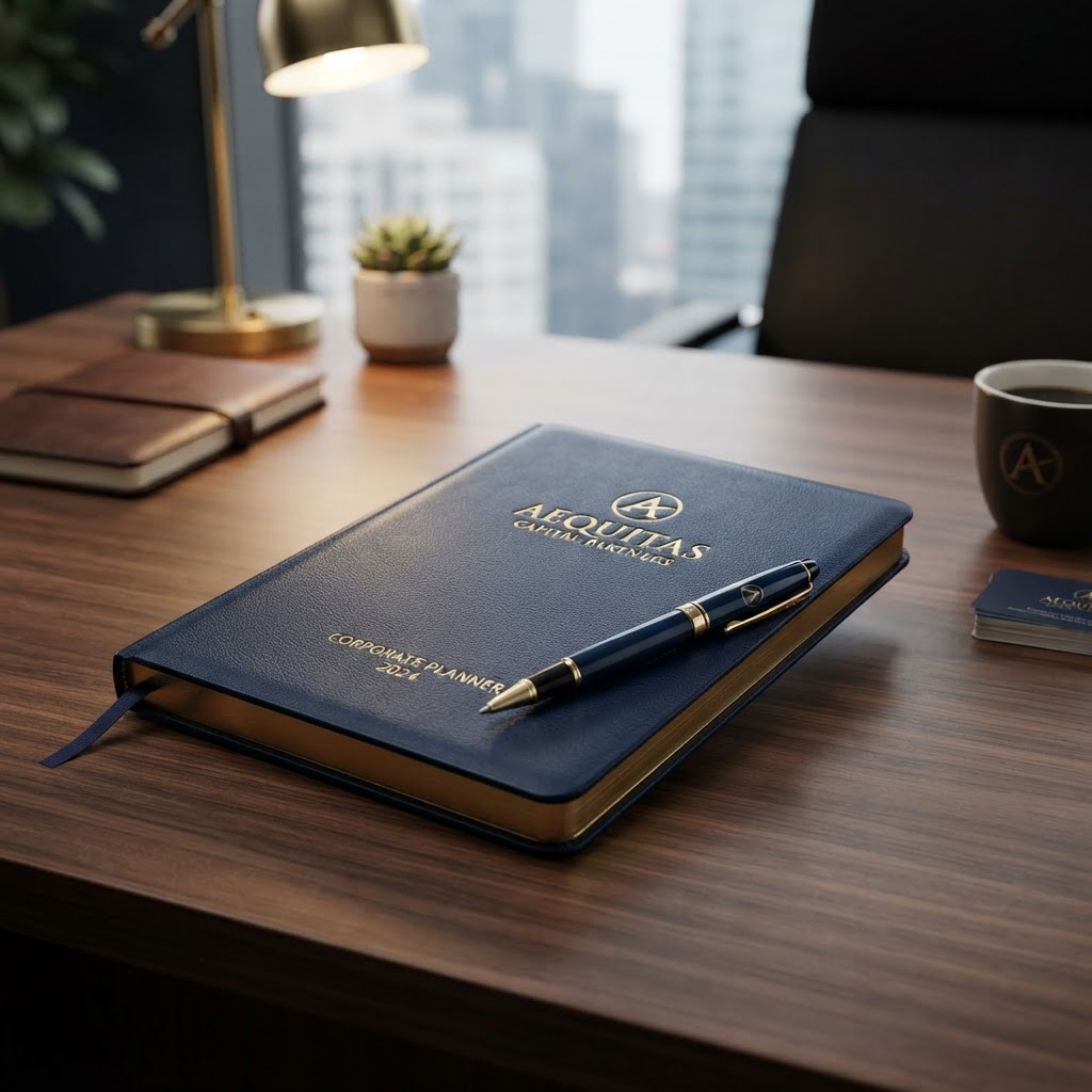 Premium corporate planner diary with embossed logo and executive finish